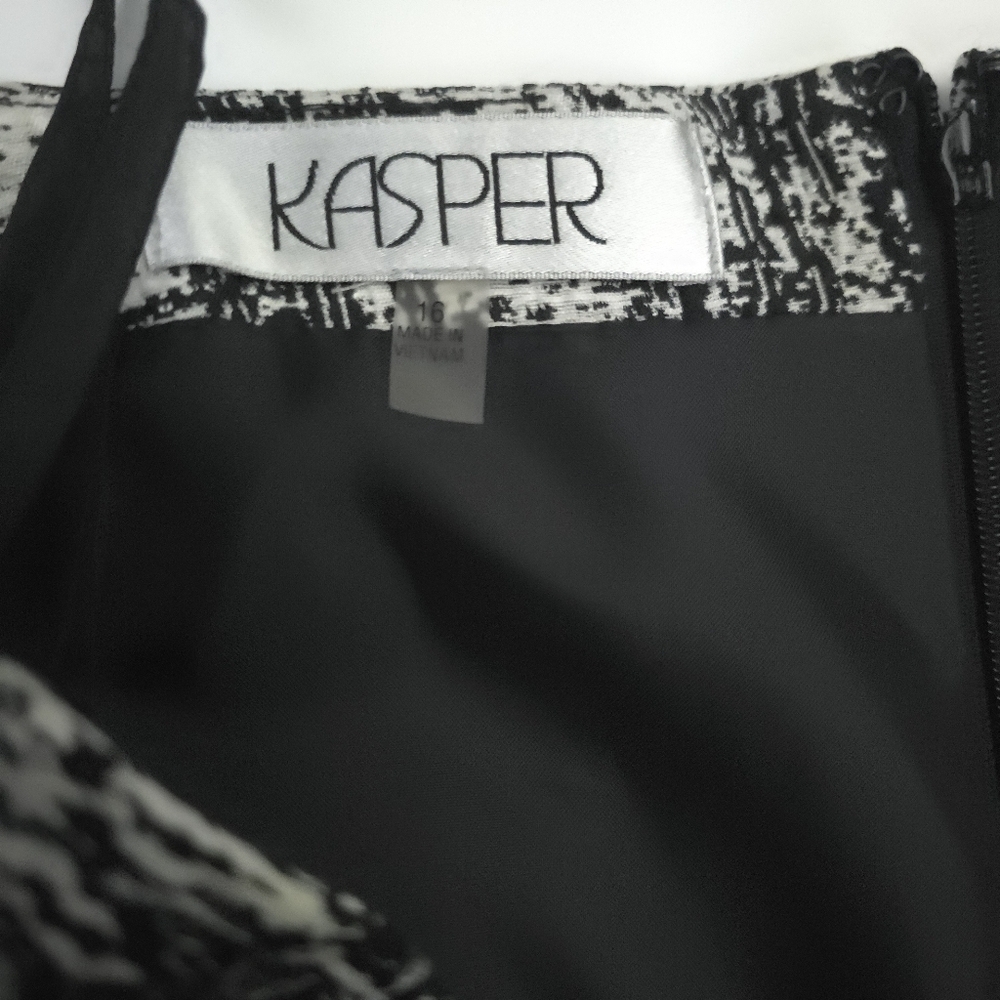 Kasper Black and White Patterned Skirt Sz 16 - Picture 5 of 8